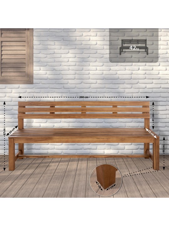 Banca din teak Augusta 200 cm, tec Banca din teak Augusta 200 cm, tec
