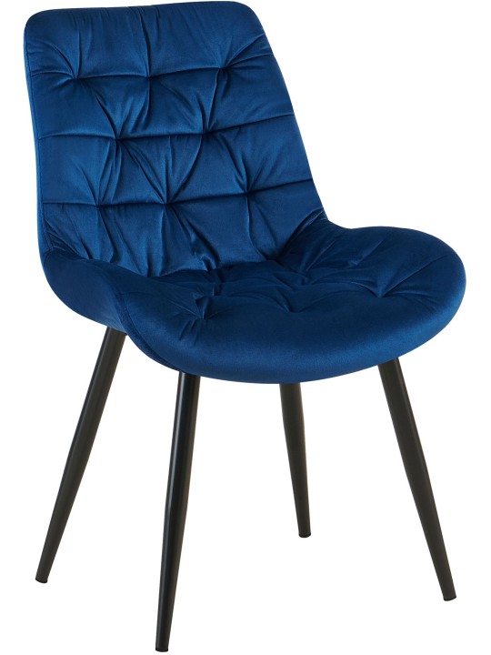 Scaun de sufragerie din catifea Rossford, albastru închis