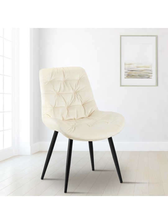 Scaun de sufragerie din catifea Rossford, crem