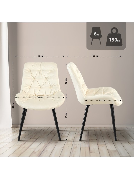 Scaun de sufragerie din catifea Rossford, crem