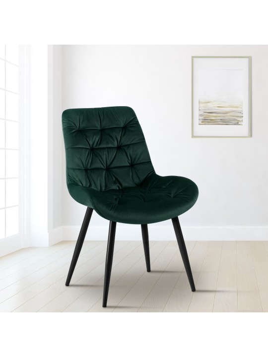 Scaun de sufragerie din catifea Rossford, verde