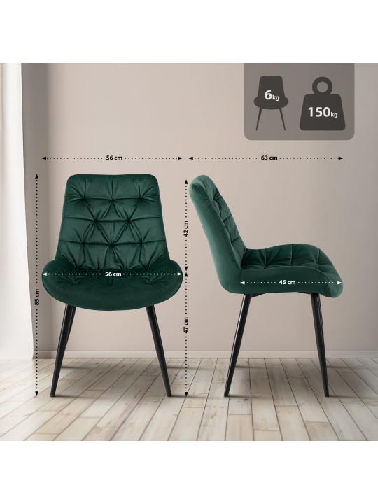 Scaun de sufragerie din catifea Rossford, verde