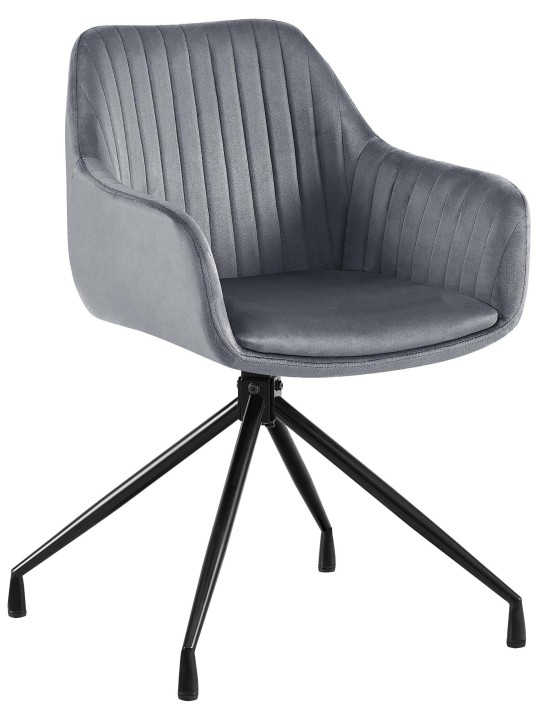 Scaun de sufragerie din catifea Welby, gri închis