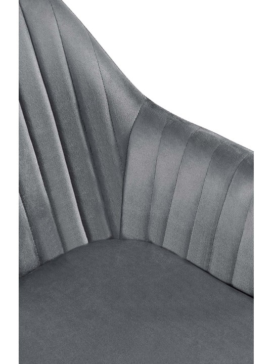 Scaun de sufragerie din catifea Welby, gri închis