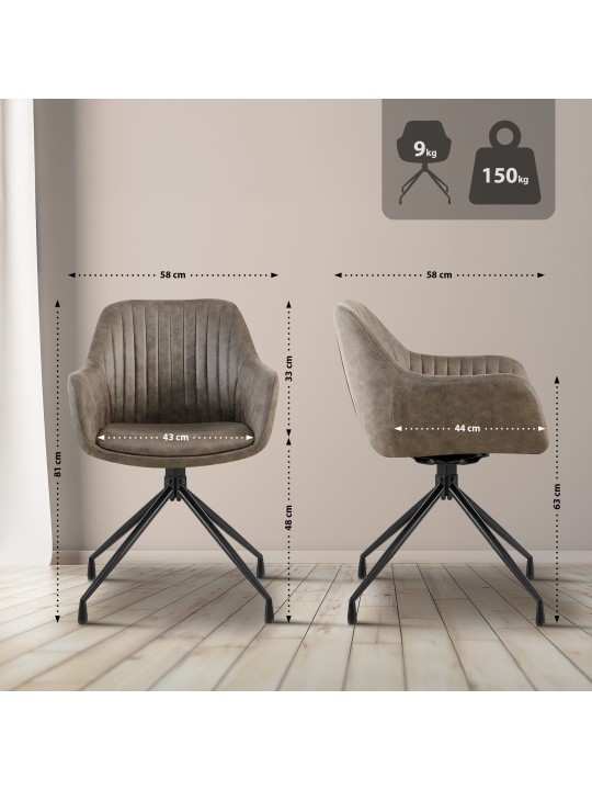 Scaun de sufragerie Welby Vintage, gri