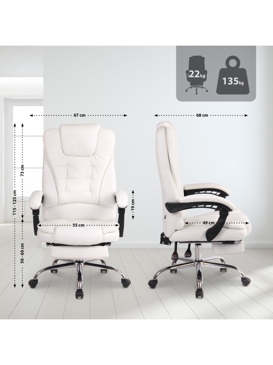 Scaun de birou Oxygen imitatie piele, alb