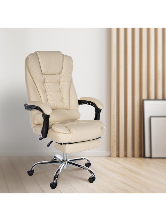 Scaun de birou Oxygen imitatie piele, crem