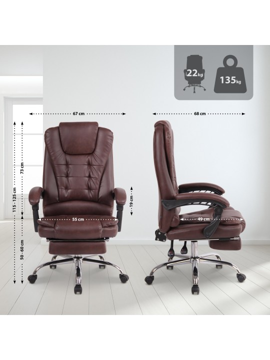 Scaun de birou Oxygen imitatie piele, bordo