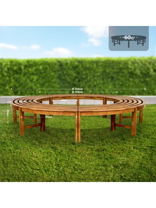 Bancă de copac Nila 250 cm rotundă FĂRĂ spătar, maro Bancă de copac Nila 250 cm rotundă FĂRĂ spătar, maro