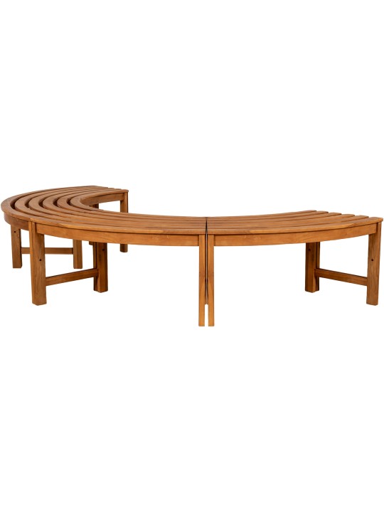 Bancă pentru copac Masculin 250 cm semicirculară FĂRĂ spătar, tec