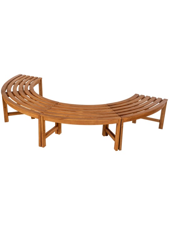 Bancă pentru copac Masculin 250 cm semicirculară FĂRĂ spătar, tec