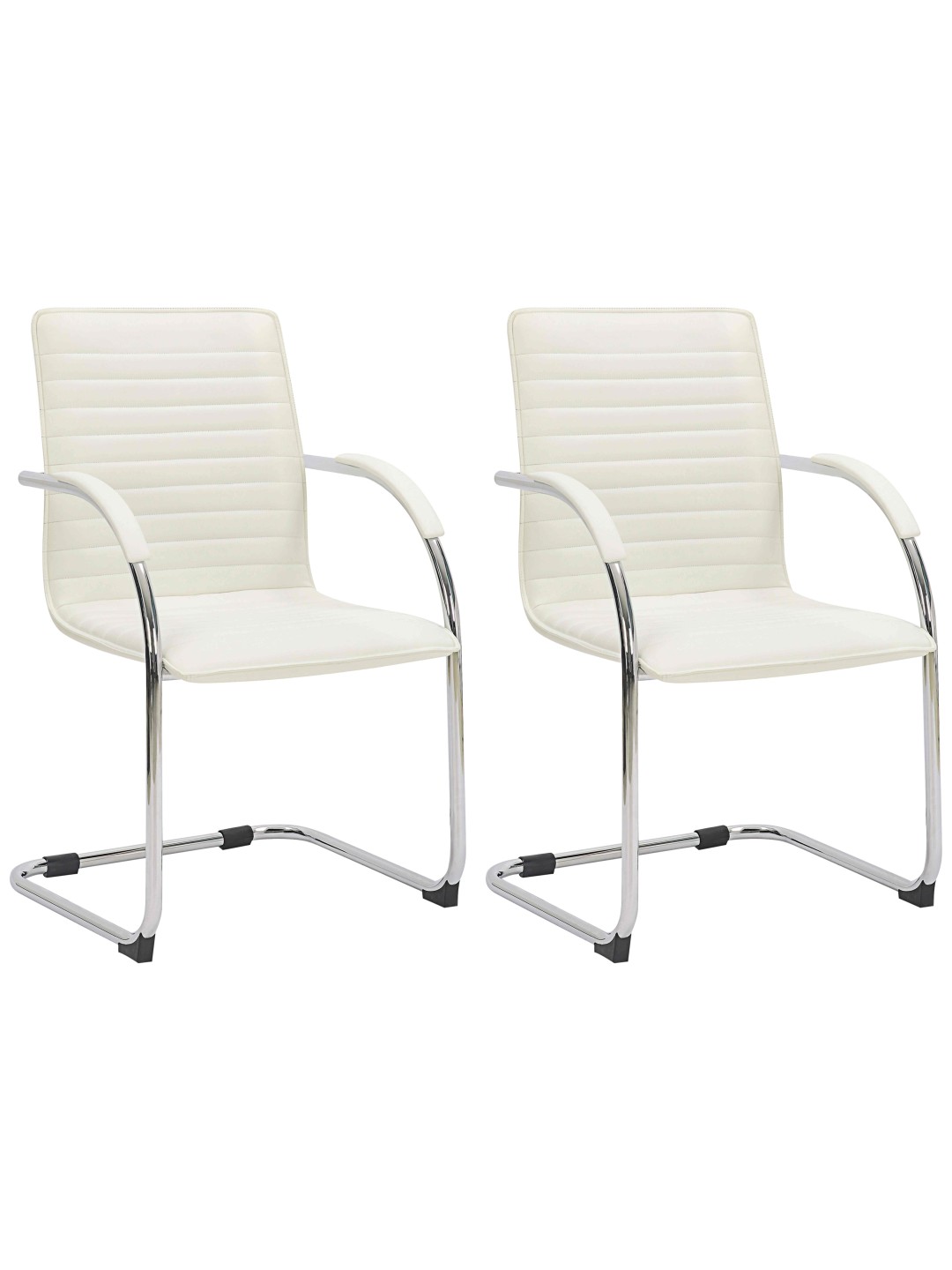 Set 2 scaune vizitator Tira imitatie piele, crem