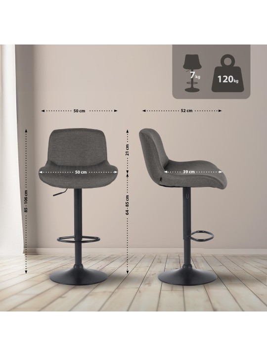 Scaun bar Solon stofa, gri închis Scaun bar Solon stofa, gri închis