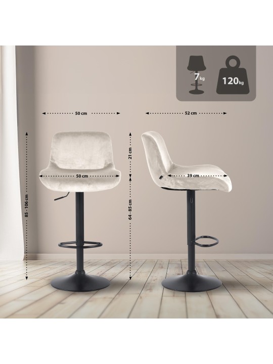 Scaun de bar Solon catifea, crem