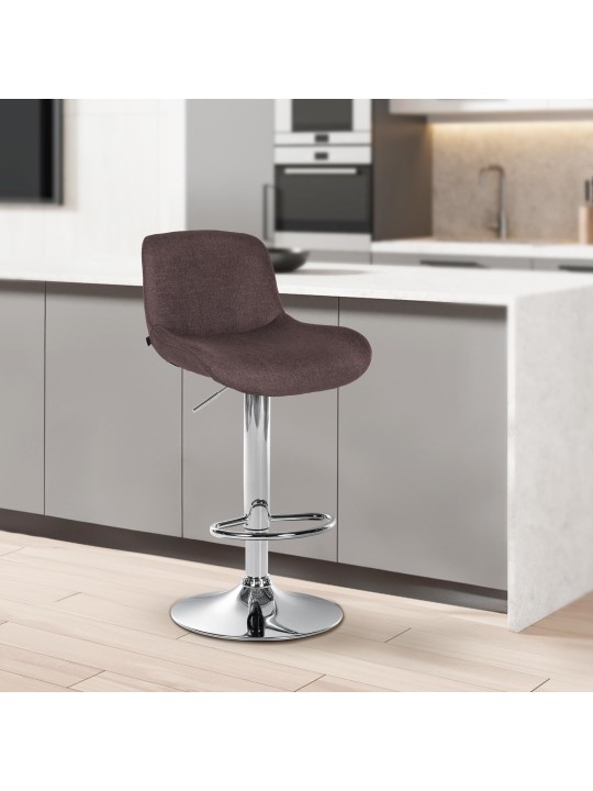 Scaun de bar Solon țesătură cromată, maro închis