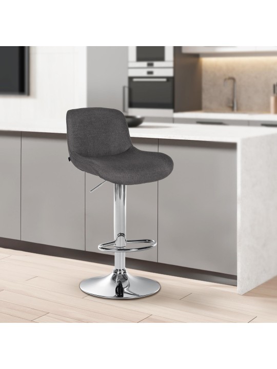 Scaun de bar Solon țesătură cromată, gri închis