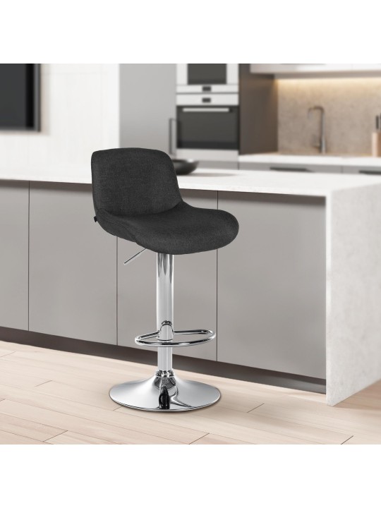 Scaun de bar Solon țesătură cromată, negru