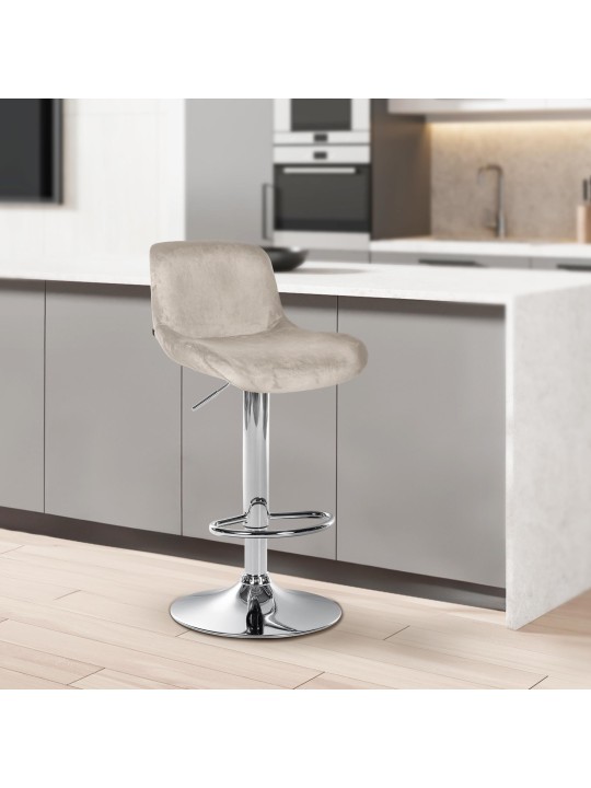 Scaun de bar Solon catifea cromata, crem