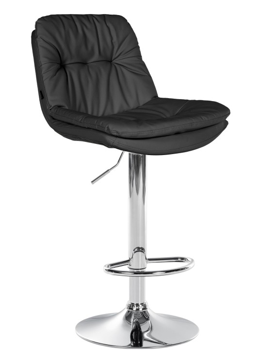 Scaun de bar Laurel imitatie piele crom, negru