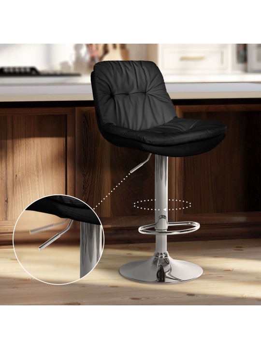 Scaun de bar Laurel imitatie piele crom, negru