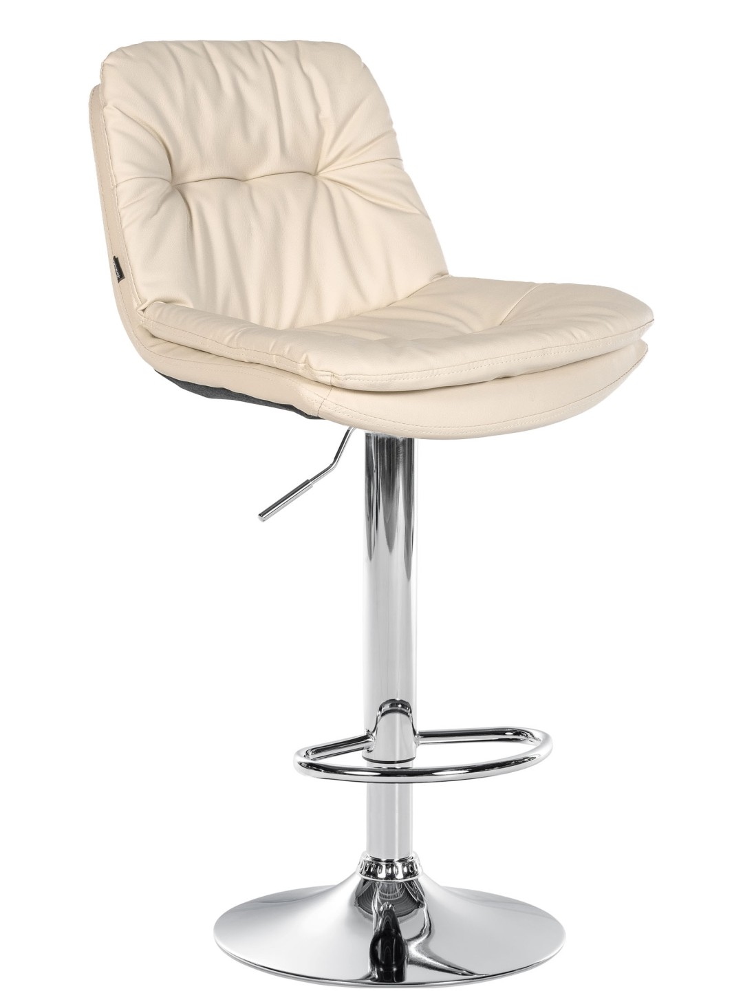 Scaun de bar Laurel imitatie piele crom, crem