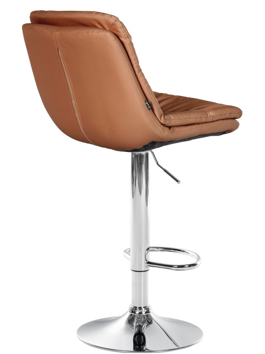 Scaun de bar Laurel imitatie piele crom, maro deschis