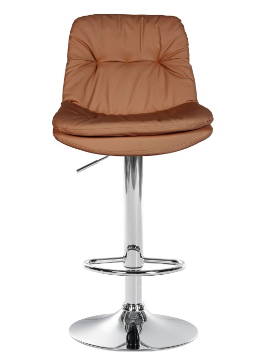 Scaun de bar Laurel imitatie piele crom, maro deschis