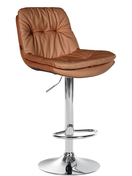 Scaun de bar Laurel imitatie piele crom, maro deschis