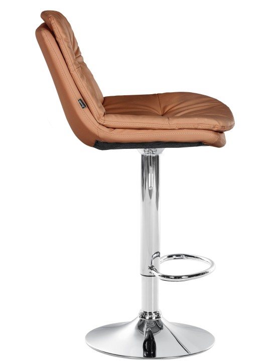 Scaun de bar Laurel imitatie piele crom, maro deschis