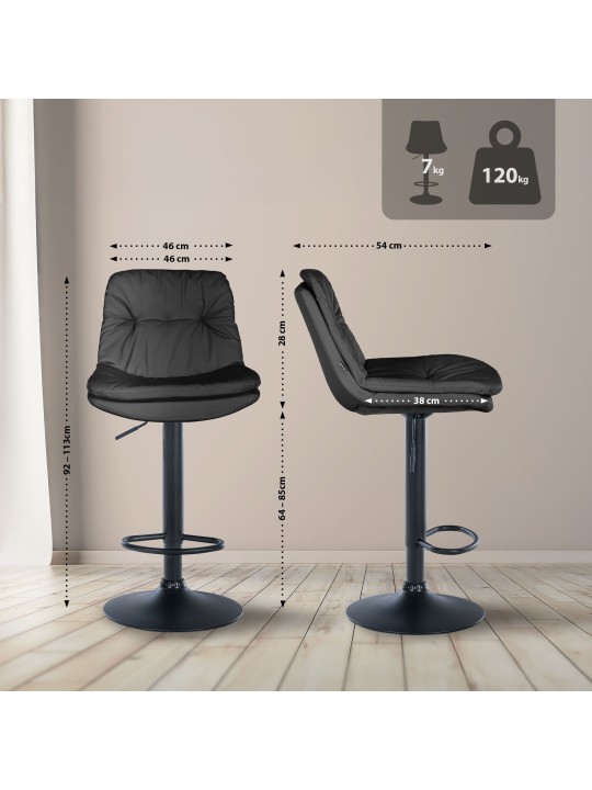 Scaun de bar Laurel imitatie piele, negru