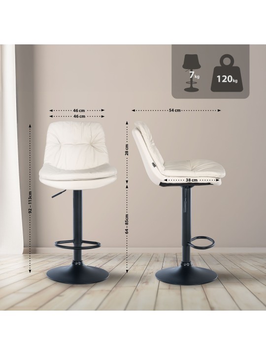 Scaun de bar Laurel imitatie piele, alb