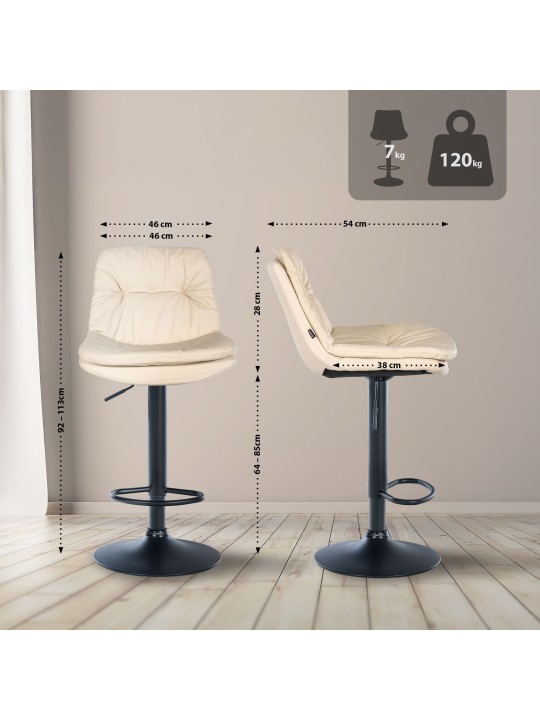 Scaun de bar Laurel imitatie piele, crem