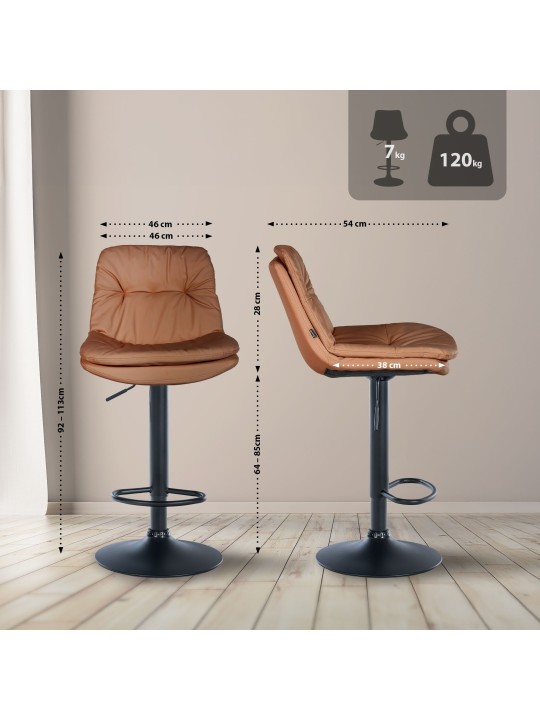 Scaun de bar Laurel imitatie piele, maro deschis