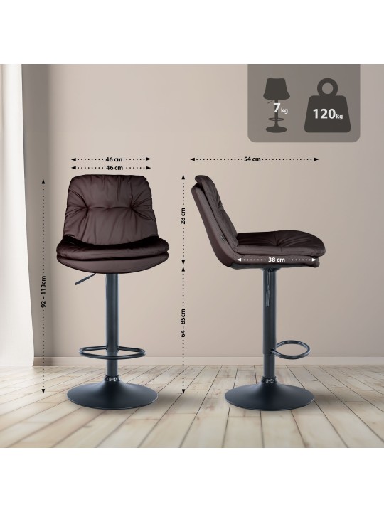 Scaun de bar Laurel imitatie piele, maro