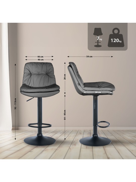 Scaun de bar Laurel imitatie piele, gri