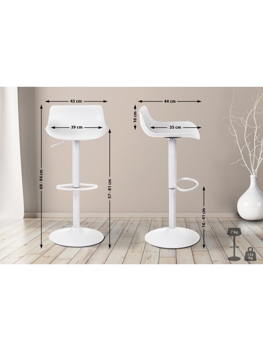 Set 2 scaune de bar Aveiro, alb