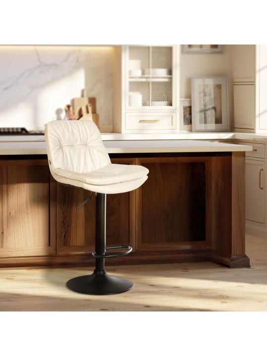 Scaun de bar Laurel imitatie piele, alb