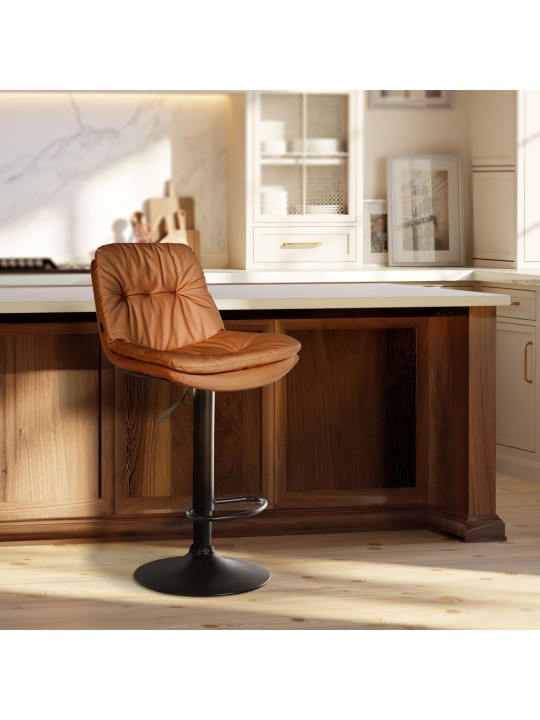 Scaun de bar Laurel imitatie piele, maro deschis