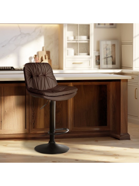 Scaun de bar Laurel imitatie piele, maro