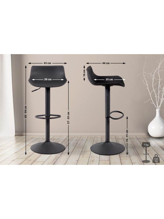 Set 4 scaune de bar Aveiro, negru