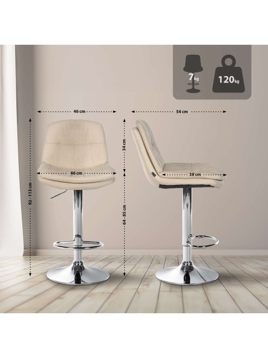 Scaun de bar Tesatura Laurel crom, crem