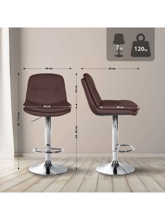 Scaun de bar Tesatura Laurel crom, maro Scaun de bar Tesatura Laurel crom, maro