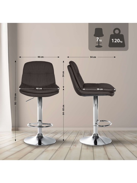 Scaun de bar Tesatura Laurel crom, gri închis