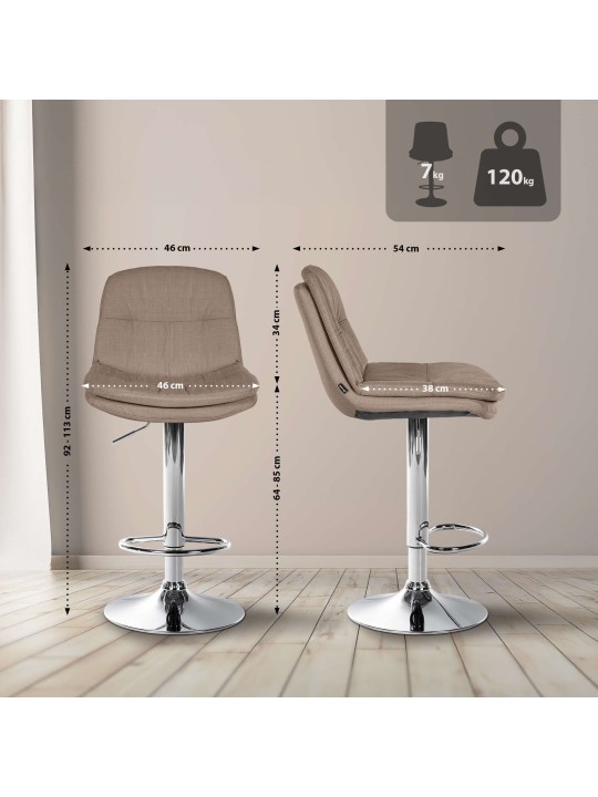 Scaun de bar Tesatura Laurel crom, taupe