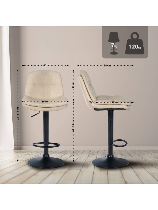 Scaun de bar Tesatura Laurel, crem