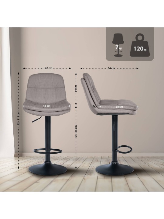 Scaun de bar Tesatura Laurel, gri