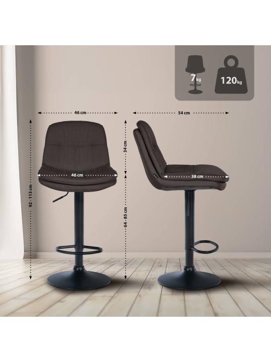 Scaun de bar Tesatura Laurel, gri închis