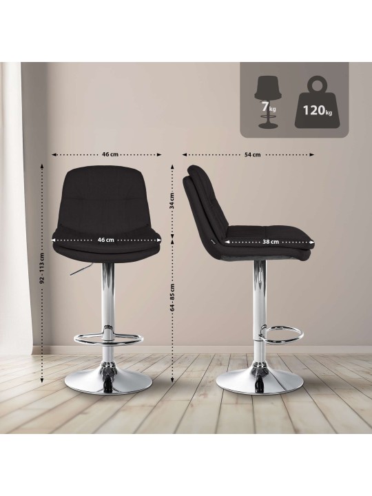 Scaun de bar Tesatura Laurel crom, negru