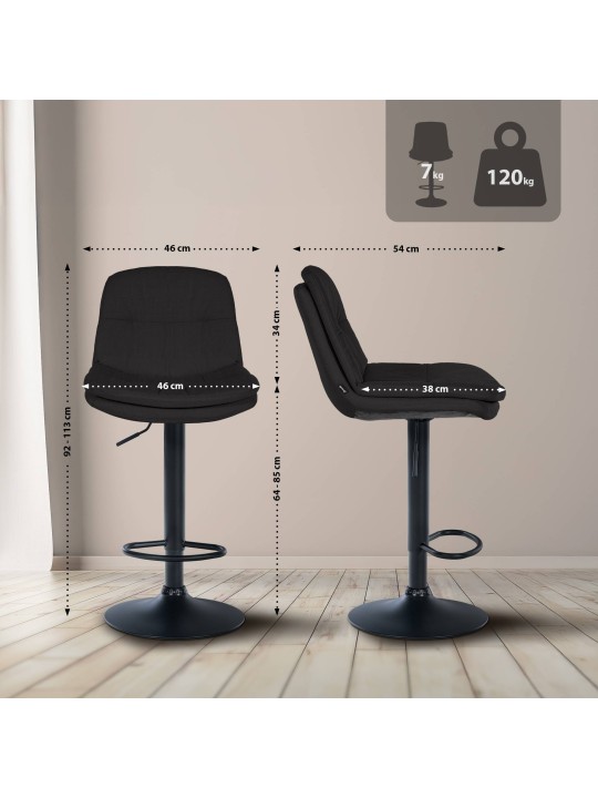 Scaun de bar Tesatura Laurel, negru