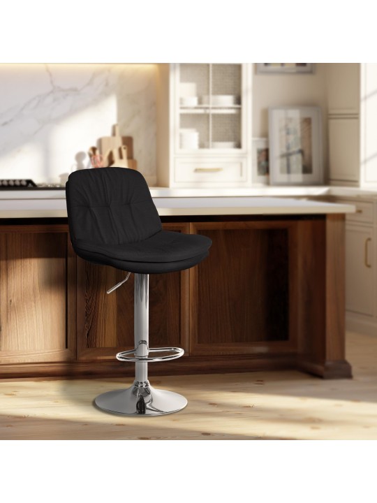 Scaun de bar Tesatura Laurel crom, negru